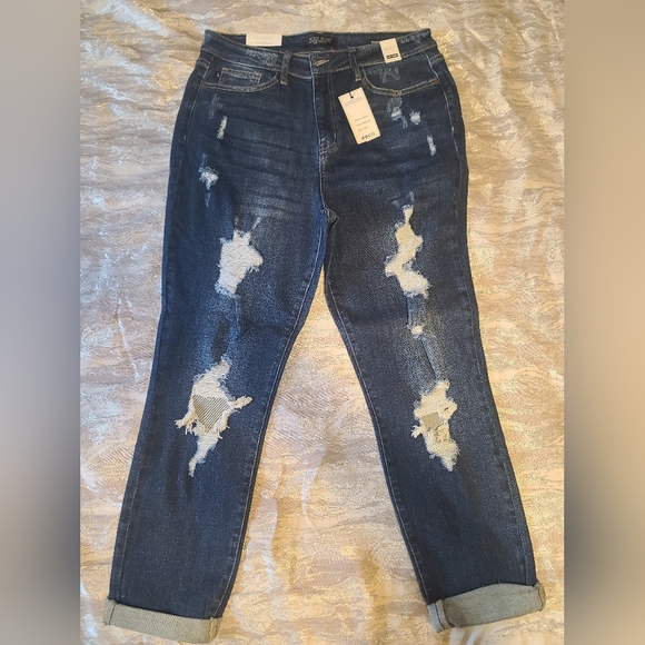 NWT Judy Blue high waist, distressed, boyfriend jeans sz 15 (32) - Picture 13 of 16